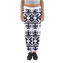 Model Traditional Draperie Line Black White Triangle Women s Jogger Sweatpants