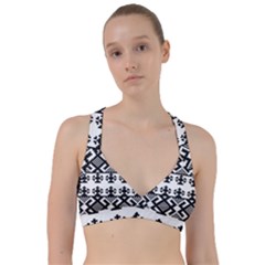 Model Traditional Draperie Line Black White Triangle Sweetheart Sports Bra