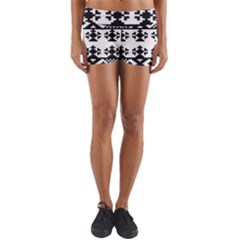 Model Traditional Draperie Line Black White Triangle Yoga Shorts by Mariart