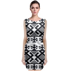 Model Traditional Draperie Line Black White Triangle Classic Sleeveless Midi Dress by Mariart