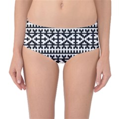 Model Traditional Draperie Line Black White Mid-waist Bikini Bottoms by Mariart