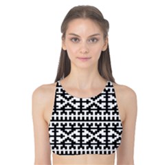 Model Traditional Draperie Line Black White Tank Bikini Top