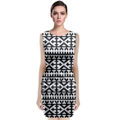 Model Traditional Draperie Line Black White Classic Sleeveless Midi Dress by Mariart