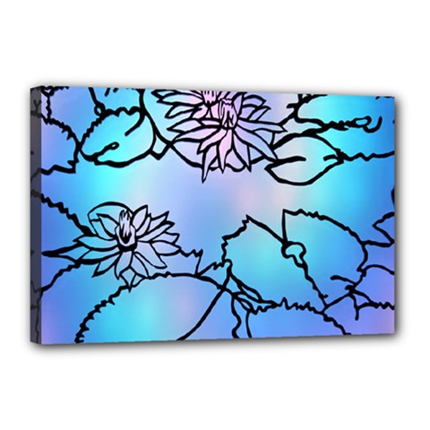 Lotus Flower Wall Purple Blue Canvas 18  X 12  by Mariart