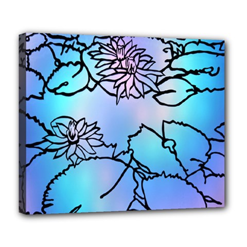 Lotus Flower Wall Purple Blue Deluxe Canvas 24  X 20  