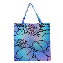 Lotus Flower Wall Purple Blue Grocery Tote Bag