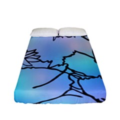 Lotus Flower Wall Purple Blue Fitted Sheet (full/ Double Size) by Mariart