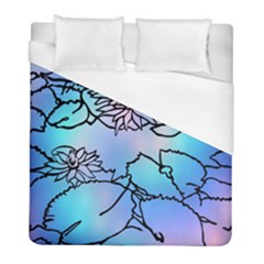 Lotus Flower Wall Purple Blue Duvet Cover (full/ Double Size)