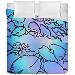 Lotus Flower Wall Purple Blue Duvet Cover Double Side (california King Size) by Mariart