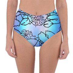 Lotus Flower Wall Purple Blue Reversible High-waist Bikini Bottoms