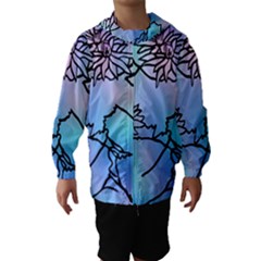 Lotus Flower Wall Purple Blue Hooded Wind Breaker (kids) by Mariart