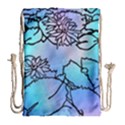 Lotus Flower Wall Purple Blue Drawstring Bag (Large) View2