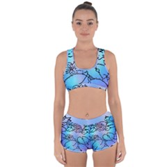 Lotus Flower Wall Purple Blue Racerback Boyleg Bikini Set by Mariart