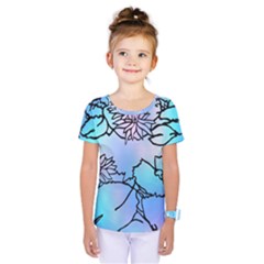 Lotus Flower Wall Purple Blue Kids  One Piece Tee