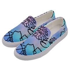 Lotus Flower Wall Purple Blue Men s Canvas Slip Ons by Mariart