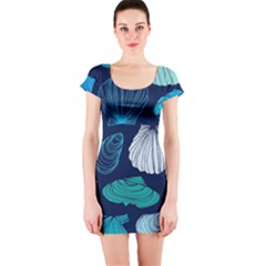 Mega Menu Seashells Short Sleeve Bodycon Dress