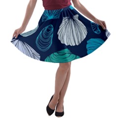 Mega Menu Seashells A-line Skater Skirt