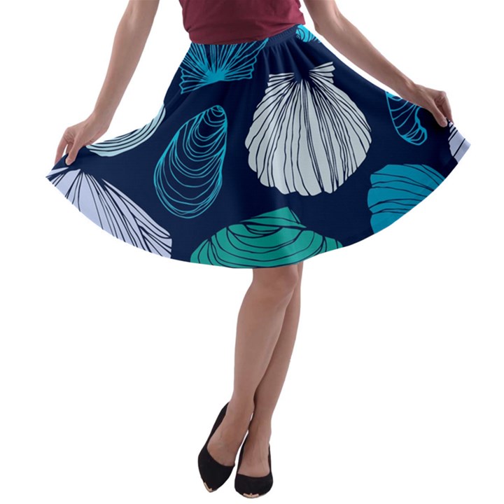 Mega Menu Seashells A-line Skater Skirt