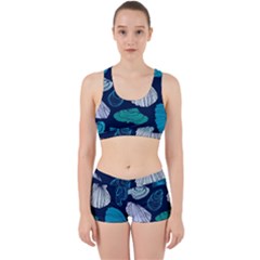 Mega Menu Seashells Work It Out Sports Bra Set by Mariart