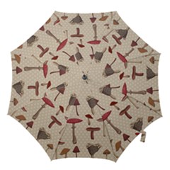 Mushroom Madness Red Grey Brown Polka Dots Hook Handle Umbrellas (medium)