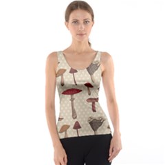 Mushroom Madness Red Grey Brown Polka Dots Tank Top