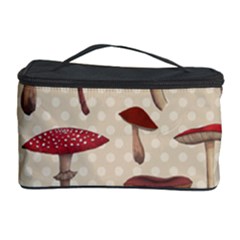 Mushroom Madness Red Grey Brown Polka Dots Cosmetic Storage Case