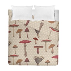 Mushroom Madness Red Grey Brown Polka Dots Duvet Cover Double Side (full/ Double Size) by Mariart