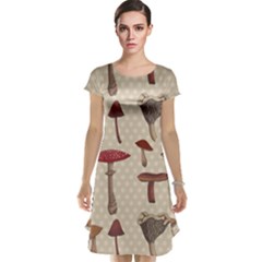 Mushroom Madness Red Grey Brown Polka Dots Cap Sleeve Nightdress