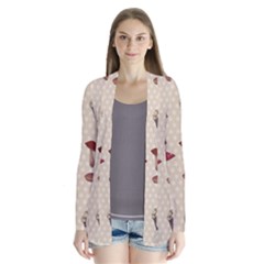 Mushroom Madness Red Grey Brown Polka Dots Drape Collar Cardigan by Mariart