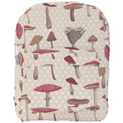 Mushroom Madness Red Grey Brown Polka Dots Full Print Backpack by Mariart