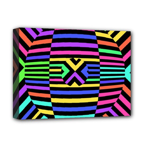 Optical Illusion Line Wave Chevron Rainbow Colorfull Deluxe Canvas 16  X 12  