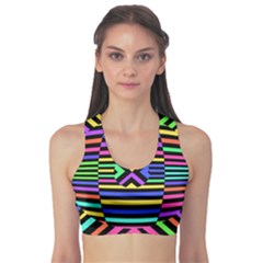 Optical Illusion Line Wave Chevron Rainbow Colorfull Sports Bra by Mariart