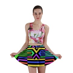 Optical Illusion Line Wave Chevron Rainbow Colorfull Mini Skirt