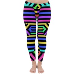 Optical Illusion Line Wave Chevron Rainbow Colorfull Classic Winter Leggings by Mariart