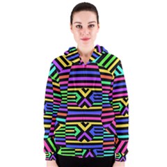 Optical Illusion Line Wave Chevron Rainbow Colorfull Women s Zipper Hoodie