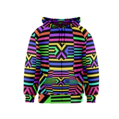 Optical Illusion Line Wave Chevron Rainbow Colorfull Kids  Zipper Hoodie