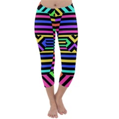 Optical Illusion Line Wave Chevron Rainbow Colorfull Capri Winter Leggings  by Mariart