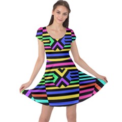 Optical Illusion Line Wave Chevron Rainbow Colorfull Cap Sleeve Dress by Mariart