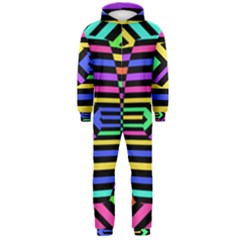 Optical Illusion Line Wave Chevron Rainbow Colorfull Hooded Jumpsuit (men)  by Mariart