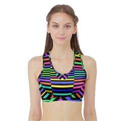 Optical Illusion Line Wave Chevron Rainbow Colorfull Sports Bra With Border by Mariart