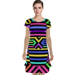 Optical Illusion Line Wave Chevron Rainbow Colorfull Cap Sleeve Nightdress