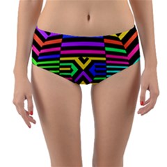 Optical Illusion Line Wave Chevron Rainbow Colorfull Reversible Mid-waist Bikini Bottoms by Mariart