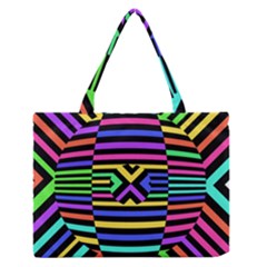 Optical Illusion Line Wave Chevron Rainbow Colorfull Zipper Medium Tote Bag by Mariart