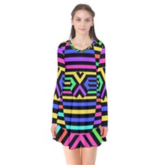 Optical Illusion Line Wave Chevron Rainbow Colorfull Flare Dress