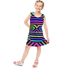 Optical Illusion Line Wave Chevron Rainbow Colorfull Kids  Tunic Dress by Mariart