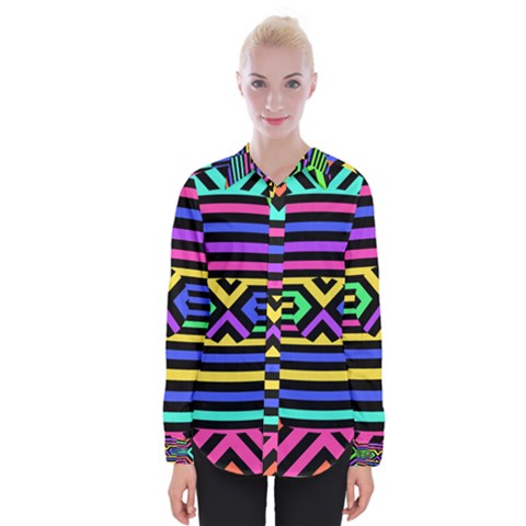 Optical Illusion Line Wave Chevron Rainbow Colorfull Womens Long Sleeve Shirt by Mariart