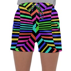 Optical Illusion Line Wave Chevron Rainbow Colorfull Sleepwear Shorts by Mariart