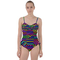 Optical Illusion Line Wave Chevron Rainbow Colorfull Sweetheart Tankini Set by Mariart