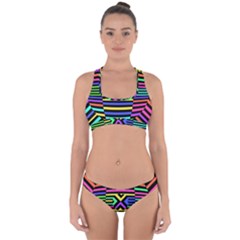 Optical Illusion Line Wave Chevron Rainbow Colorfull Cross Back Hipster Bikini Set by Mariart