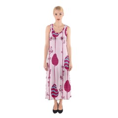 Original Tree Bird Leaf Flower Floral Pink Wave Chevron Blue Polka Dots Sleeveless Maxi Dress